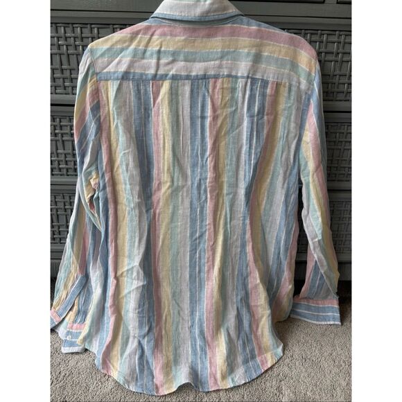 NWOT The Shirt by Rochelle Behrens boyfriend linen blend shirt Med $178 A51 - Picture 6 of 8